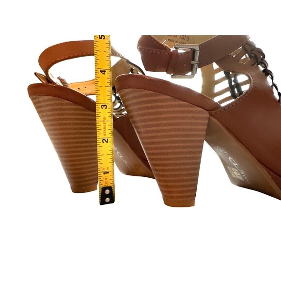 Chinese Laundry Rich Brown Sandal Waves Open Back Ankle Strap Peep Toe Size 7 - Picture 8 of 10